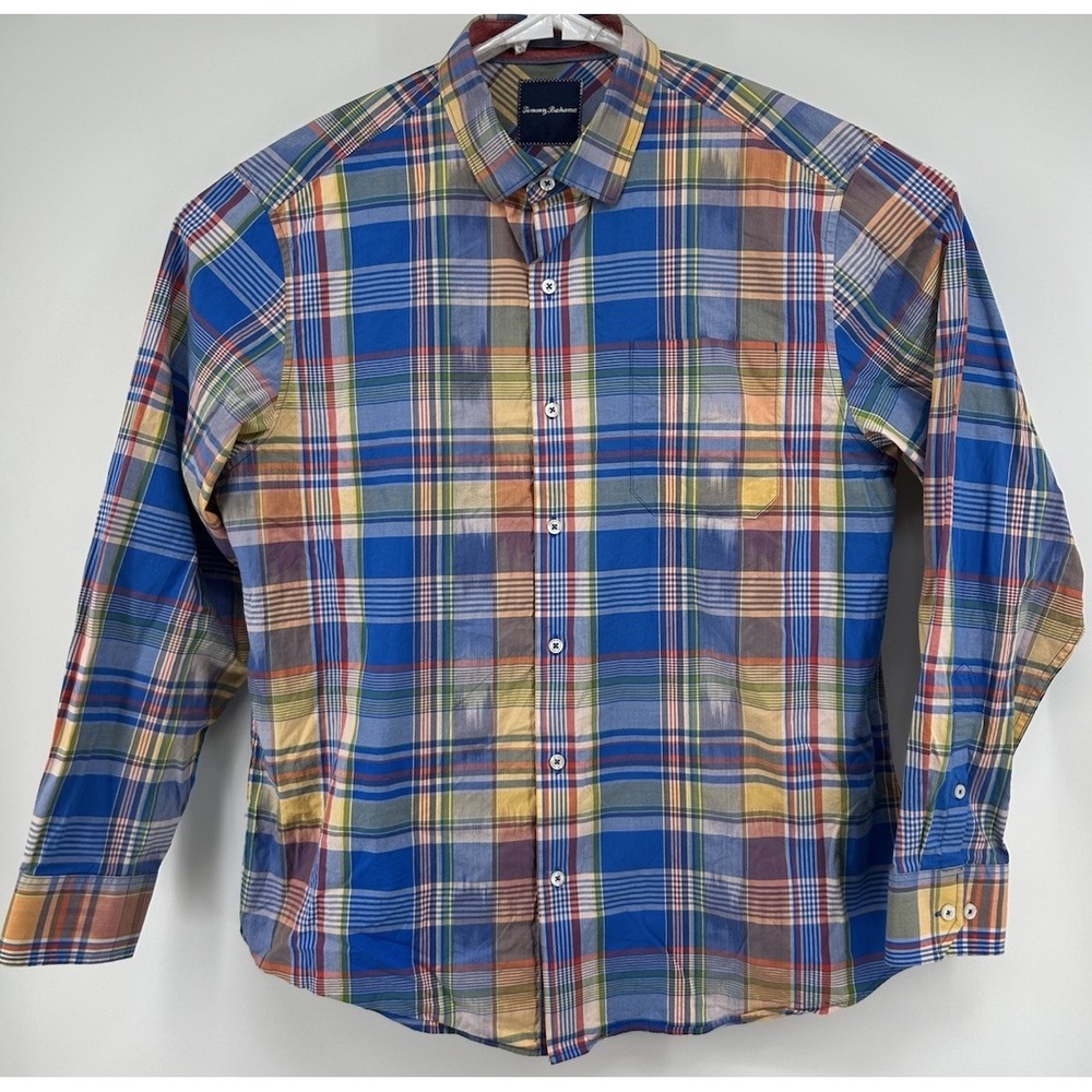 Tommy Bahama Long Sleeve Cotton Multicolored Plaid Button Down Men's Large